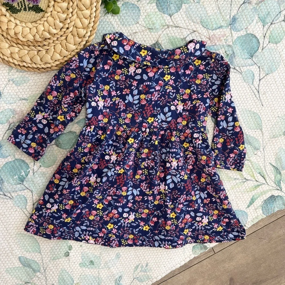 Vintage Toddler Girl’s Boho Cotton Floral Long-Sleeve Dress size 2T Fall